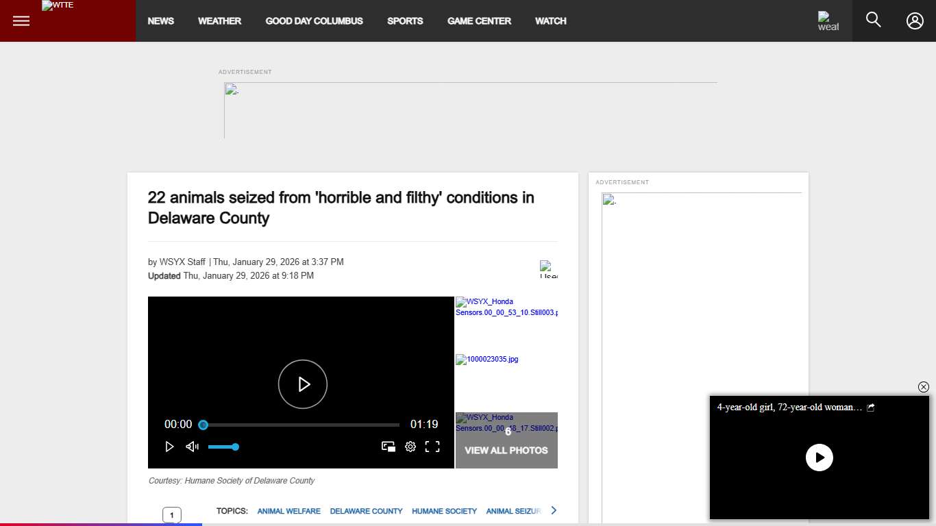 22 animals seized from 'horrible and filthy' conditions in Delaware County